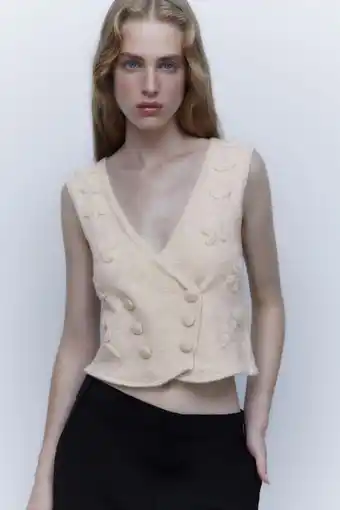 ZARA Chaleco punto bordados oferta