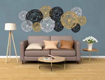 Muebles Dico Set de 12 figuras decorativas para pared abstracto negro oferta