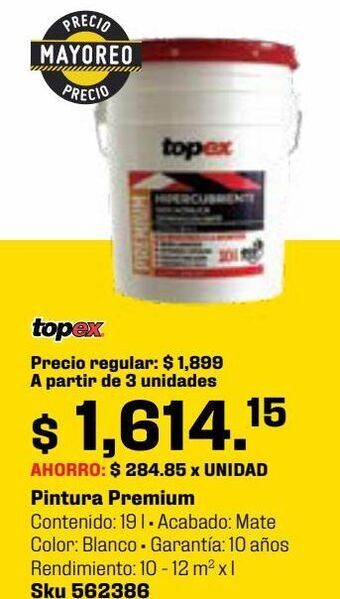 Sodimac Homecenter Pintura premium 19 l blanco oferta