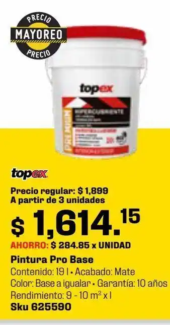 Sodimac Homecenter Pintura topex premium base tint 19l oferta