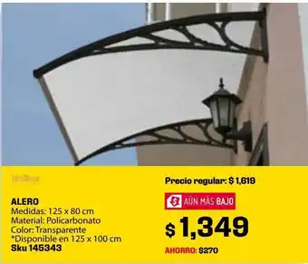 Sodimac Homecenter Alero de policarbonato 125 x 80 cm oferta