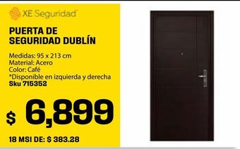 Sodimac Homecenter Puerta de seguridad dublin color chocolate 95 x 213 cm oferta