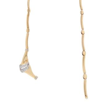 Nacional Monte de Piedad Gargantilla eslabón articulado combinado con circonias en oro dos tonos 14 kilates. oferta