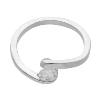 Nacional Monte de Piedad Anillo solitario con diamante en oro blanco 14 kilates. oferta
