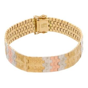 Nacional Monte de Piedad Pulsera eslabón articulado en oro tres tonos 18 kilates. oferta