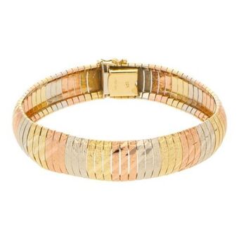 Nacional Monte de Piedad Pulsera eslabón panza de víbora en oro tres tonos 14 kilates. oferta