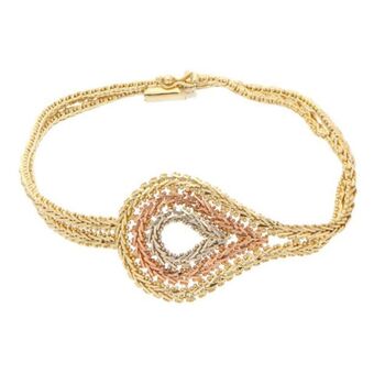 Nacional Monte de Piedad Pulsera eslabón boleado en oro tres tonos 14 kilates. oferta
