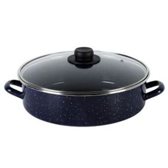 El Bodegón Arrocera de 28 cm ekco color azul marino hecha de acero esmaltado con tapa de vidrio oferta