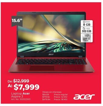 Office Depot Laptop acer aspire 3 oferta