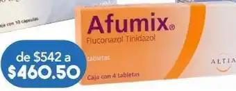 Afumix 37.5mg/500mg 4 tabletas