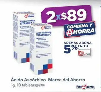 Farmacias del Ahorro Acido Ascorbico Marca del Ahorro 1g 10 tabletas oferta