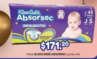 Kleen Bebe Absorsec Pañal jumbo 40s
