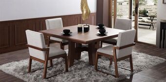 Muebles Dico Comedor cuadrado kansas con 4 sillas landy beige oferta