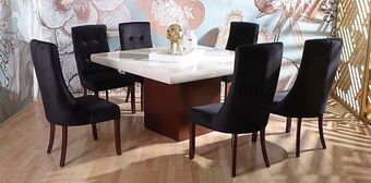 Muebles Dico Comedor cuadrado perla con sillas luxor negro oferta