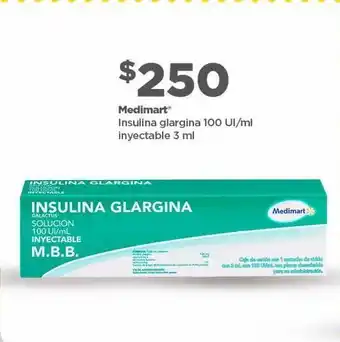 Bodega Aurrerá Medimart insulina glargina 100ui/ml inyectable 3ml oferta