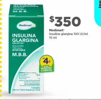 Medimart insulina glargina 100ui/ml inyectable 10ml
