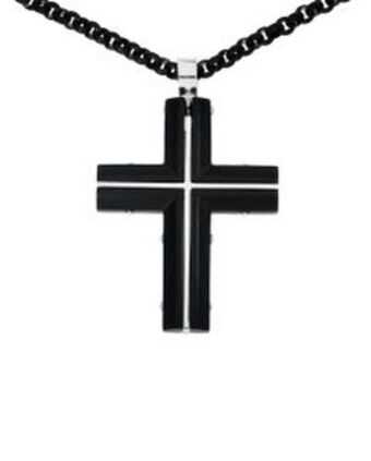 Joyerías Bizzarro Dije de cruz con cadena 55 cm de acero para caballero oferta