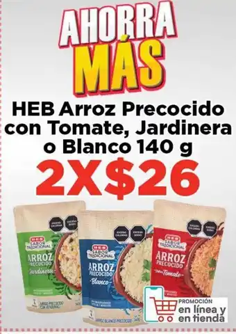 HEB Arroz precocido con Tomate, Jardinera o Blanco 140g
