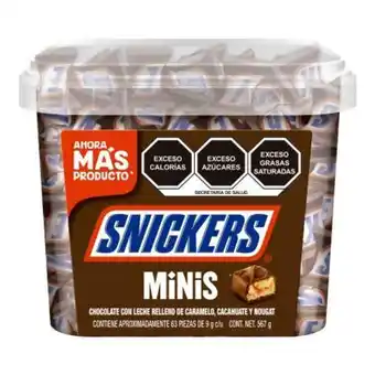 Chocolates snickers minis 63 pzas de 9 g c/u
