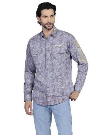 Camisa casual wrangler manga larga para hombre