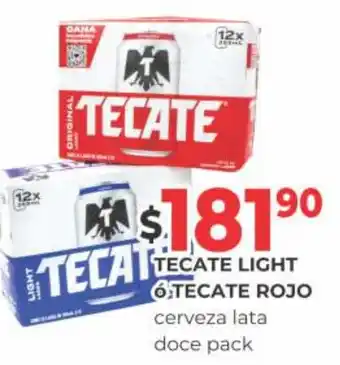 Super Gutiérrez Tecate Light o Tecate Rojo cerveza lata doce pack oferta