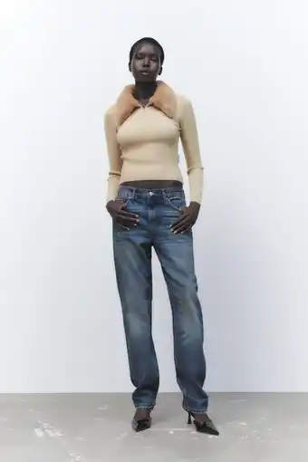 ZARA Jersey punto solapa efecto pelo oferta