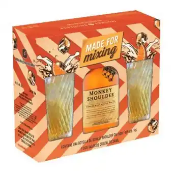 Whisky monkey shoulder 750 ml + 2 vasos