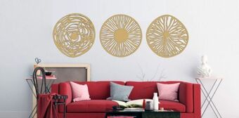 Muebles Dico Set de 3 figuras decorativas para pared círculos dorado oferta