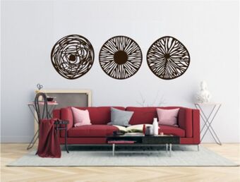 Muebles Dico Set de 3 figuras decorativas para pared círculos café oferta