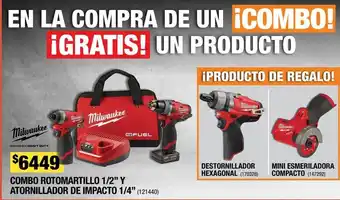 Combo rotomartillo 1/2” y atornillador de impacto 1/4