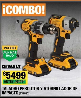 The Home Depot Combo de taladro percutor y atornillador + atornillador de impacto dewalt oferta