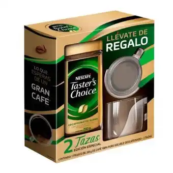 Café soluble taster's choice nescafé descafeinado 250 g + 2 tazas de cristal