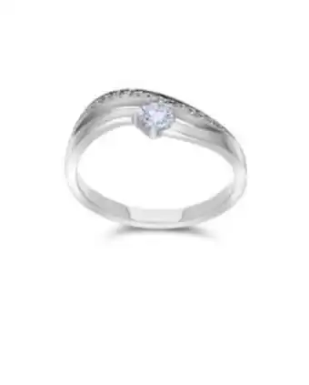 Joyerías Bizzarro Anillo solitario de oro blanco 14k con 1 bte. de 21 pts y 11 btes. de .25 oferta