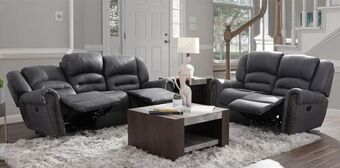 Muebles Dico Sala de piel reclinable magnus gris oferta