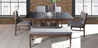 Muebles Dico Comedor rectangular leiden negro con 4 sillas y banca gris oferta