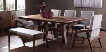 Muebles Dico Comedor rectangular kansas con 5 sillones y banca gris oferta