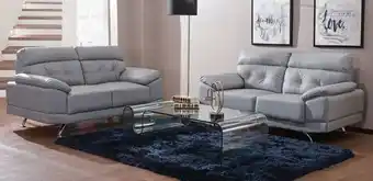 Sala 2 love seat de piel san marino gris claro