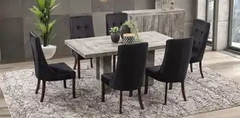 Muebles Dico Comedor rectangular luxor con 6 sillas de terciopelo negro oferta