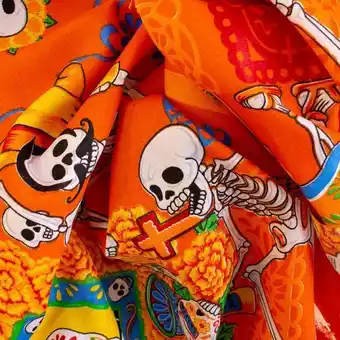 Tafetán- ofrenda calaveras naranja