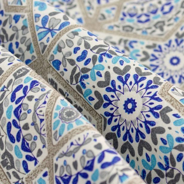 Telas Junco Loneta españa – mosaico marroquí azul oferta