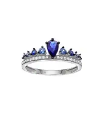 Joyerías Bizzarro Anillo de oro blanco con línea de diamantes y zafiros azules oferta