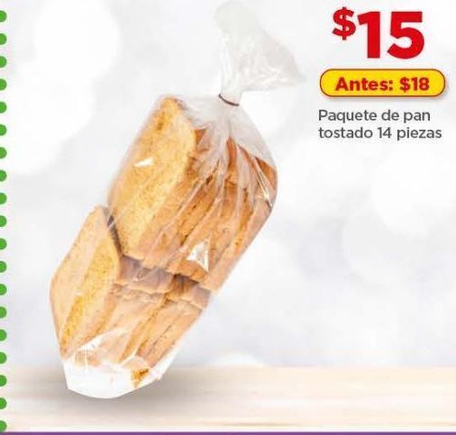 Bodega Aurrerá Paquete de pan tostado 14 piezas oferta