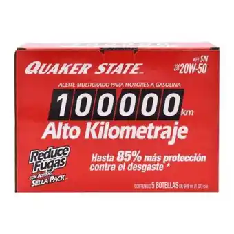 Sam's Club Aceite para motores quaker state alto kilometraje 20w-50 5 pzas con 946 ml oferta