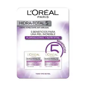 Sam's Club Crema humectante l'oréal hidra-total-5 anti arrugas 2 pzas de 50 ml oferta