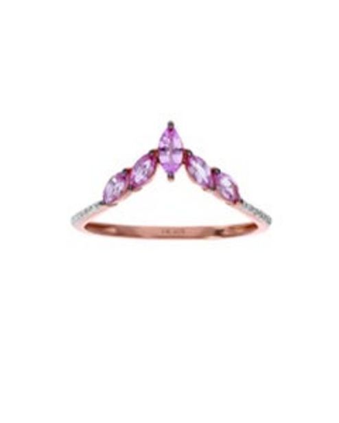 Joyerías Bizzarro Anillo de oro rosa 14k con 4pts de diamante y zafiro rosa oferta