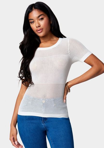 Bebe Open knit short sleeve sweater oferta