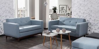 Muebles Dico Juego de 2 love seat finley plus azul claro oferta