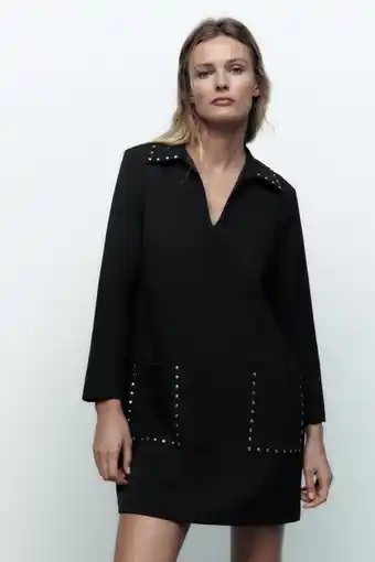 ZARA Vestido cuello polo tachas oferta