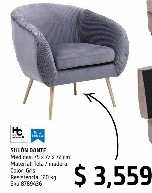 Sodimac Homecenter Sillón dante gris oferta