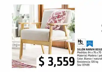 Sodimac Homecenter Sillón narvik beige oferta